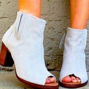 TOMS Majorca Quilted Suede Peep Toe Booties